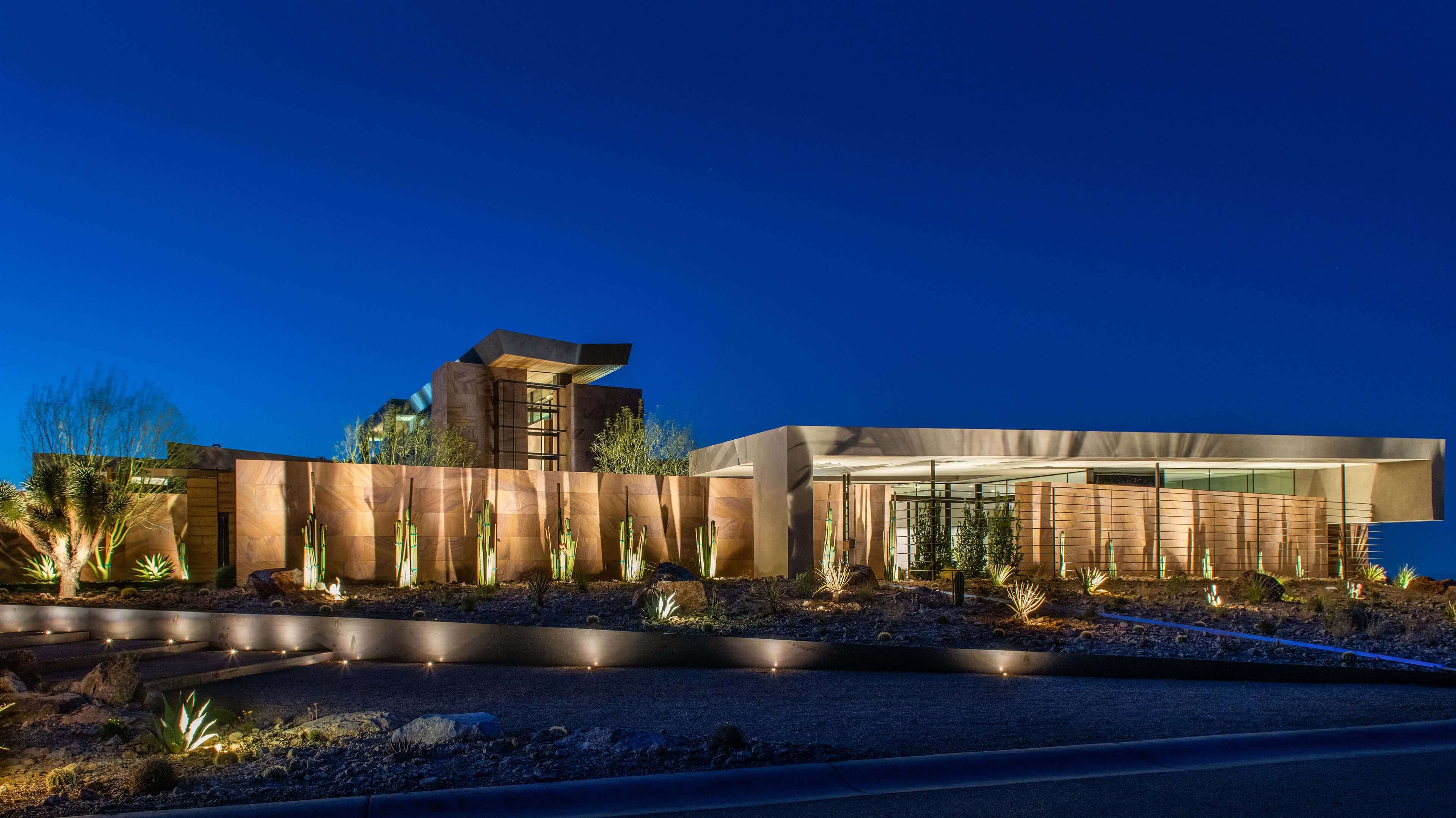 Vegas Modern Custom Home Front scaled