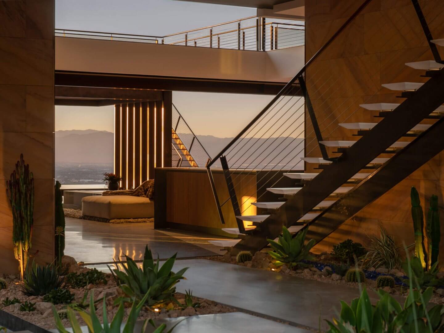 Vegas Modern Custom Home Stairs View
