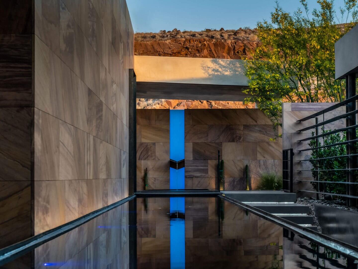 Vegas Modern Custom Home Water Detail