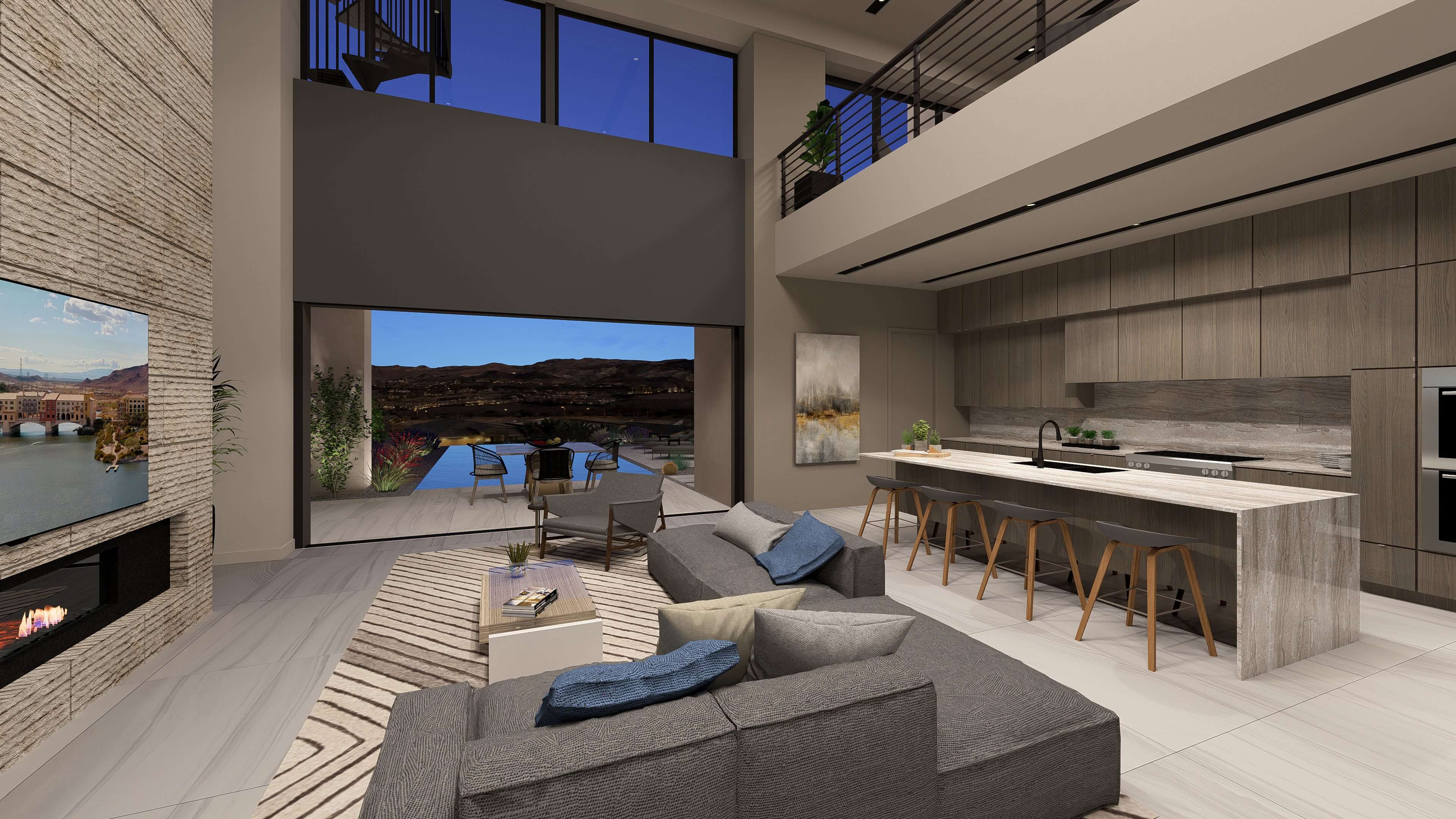 Home Builders Lake Las Vegas Strata Trace GreatRoom Kitchen scaled