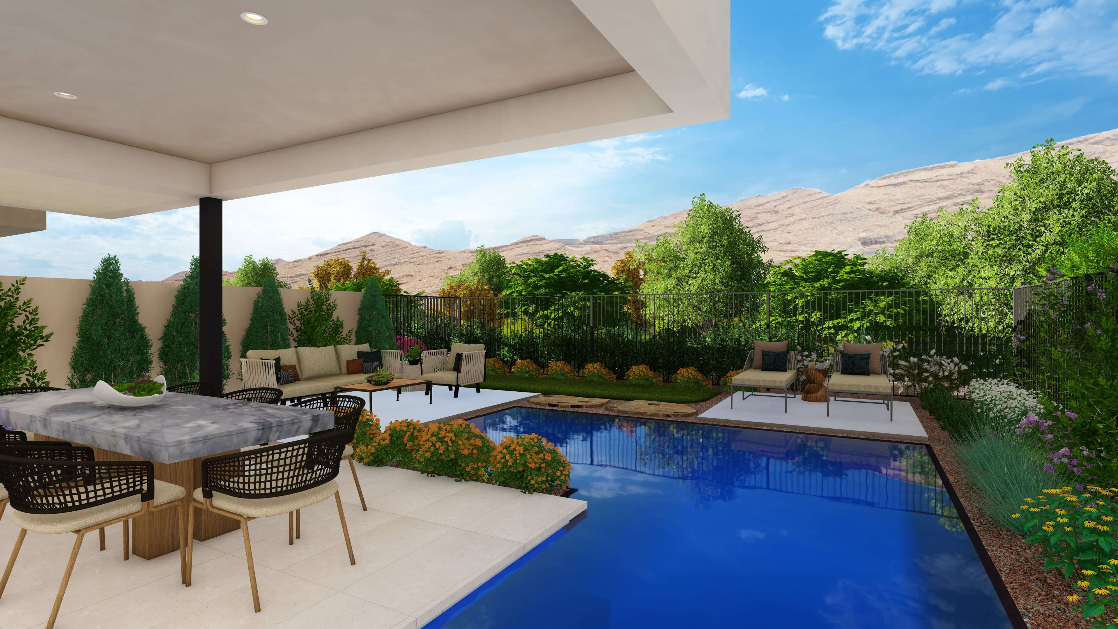 New Modern Homes Southern Highlands Stonewater Elevar Rear Yard scaled
