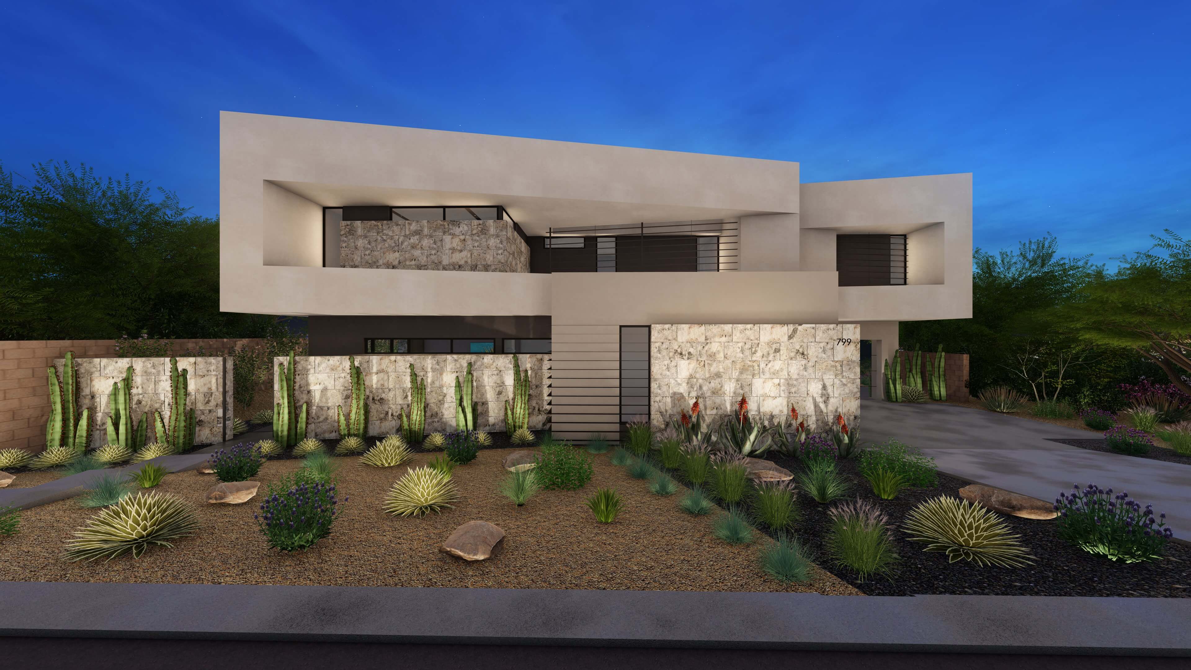 Modern Home Las Vegas Peak Exelen Front Exterior scaled
